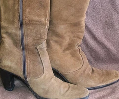 botines altos 37 cm para mujer en cuero de gamuza talla 38