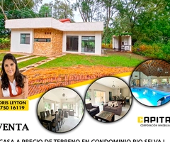 VENDO CASA EN “CONDOMINIO CASAS DE VERANO RIO SELVA I”, CASA A PRECIO DE TERRENO