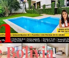 AMPLIA CASA SEMIAMOBLADA EN ALQUILER CON PISCINA ZONA VILLA BONITA - 3
