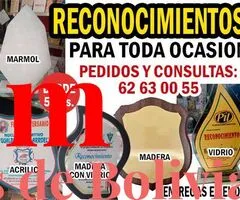 VENTA DE RECONOCIMIENTOS EN VIDRIO, MADERA, MARMOL Y ACRILICO.