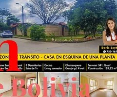 ZONA DE TRANSITO – CASA EN VENTA EN ESQUINA DE UNA PLANTA